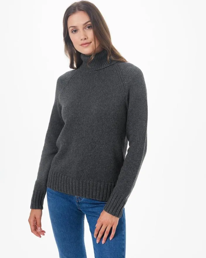 Tentree Highline Wool Turtleneck Sweater in Dark Grey