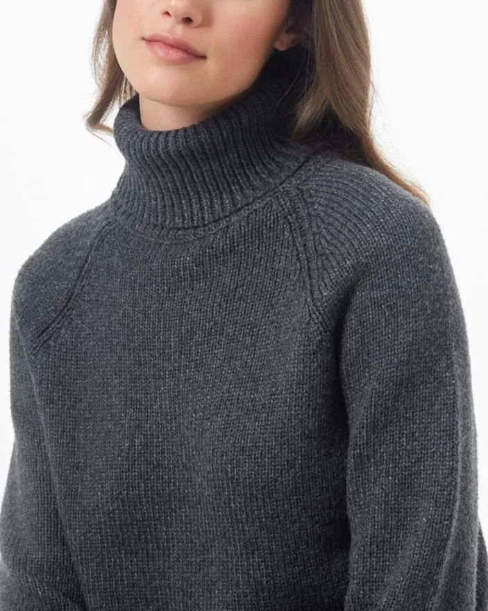 Tentree Highline Wool Turtleneck Sweater in Dark Grey