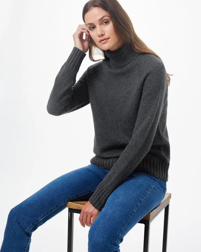 Tentree Highline Wool Turtleneck Sweater in Dark Grey