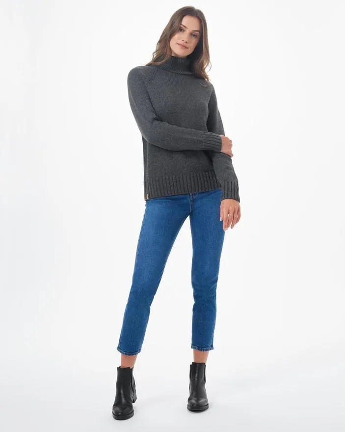 Tentree Highline Wool Turtleneck Sweater in Dark Grey