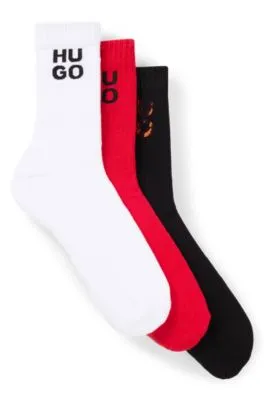 Three-pack of short-length socks with logo details