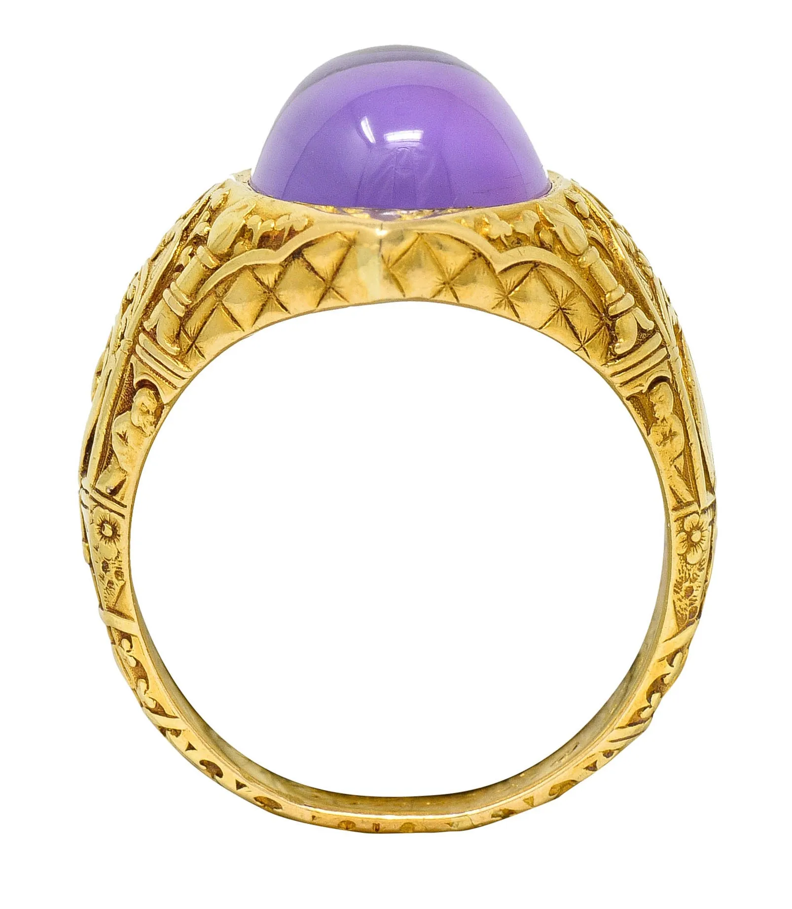 Tiffany & Co. Amethyst Cabochon 18 Karat Gold Bishop Ecclesiastical Men’s Antique Ring