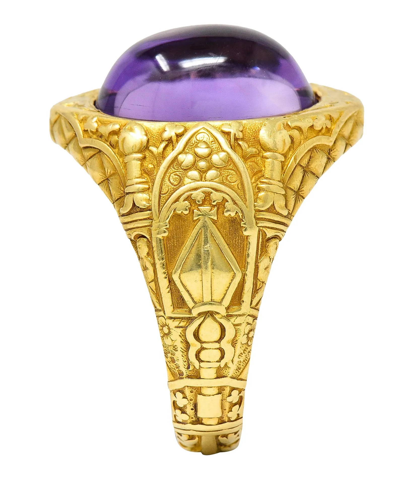 Tiffany & Co. Amethyst Cabochon 18 Karat Gold Bishop Ecclesiastical Men’s Antique Ring