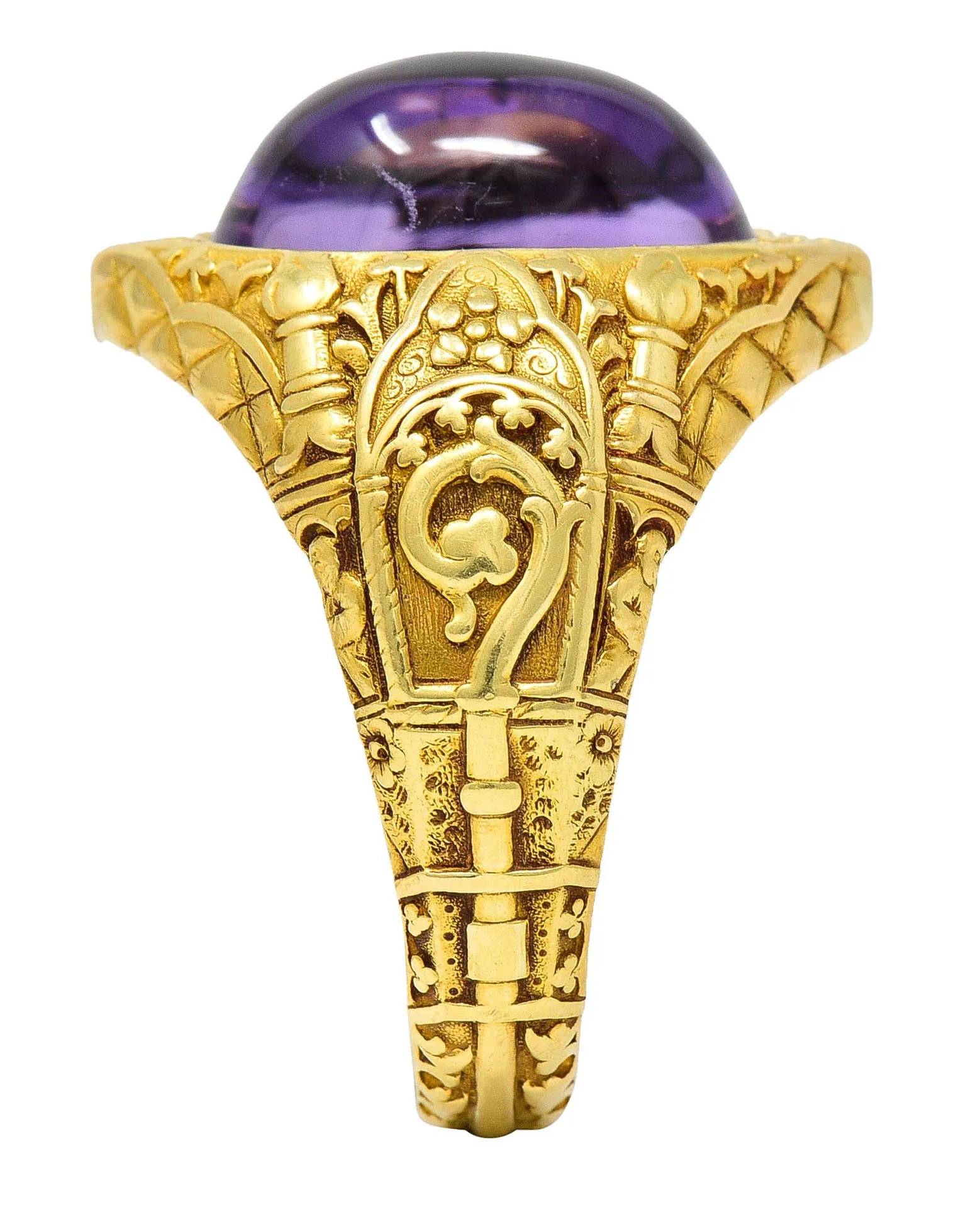 Tiffany & Co. Amethyst Cabochon 18 Karat Gold Bishop Ecclesiastical Men’s Antique Ring