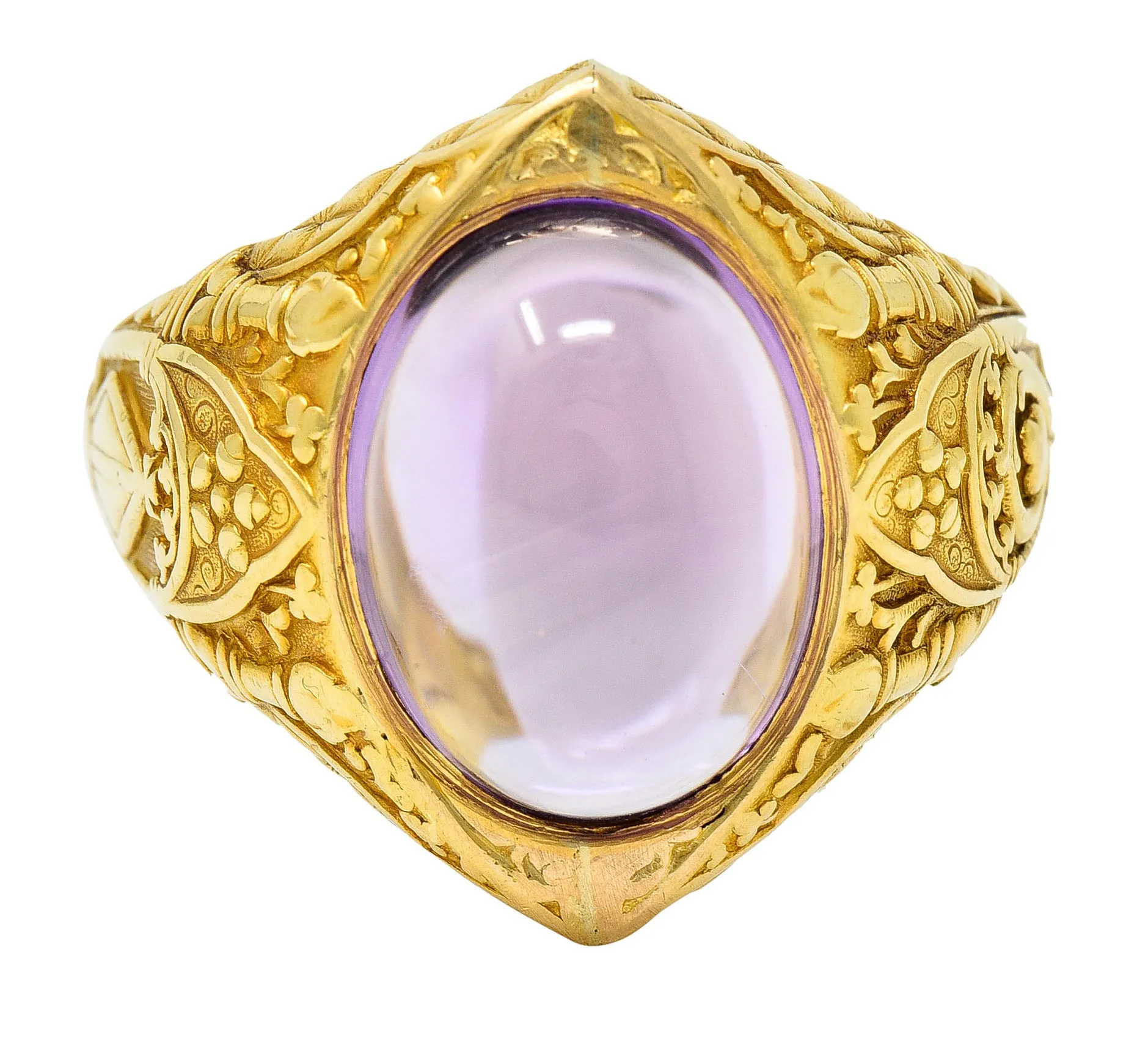 Tiffany & Co. Amethyst Cabochon 18 Karat Gold Bishop Ecclesiastical Men’s Antique Ring