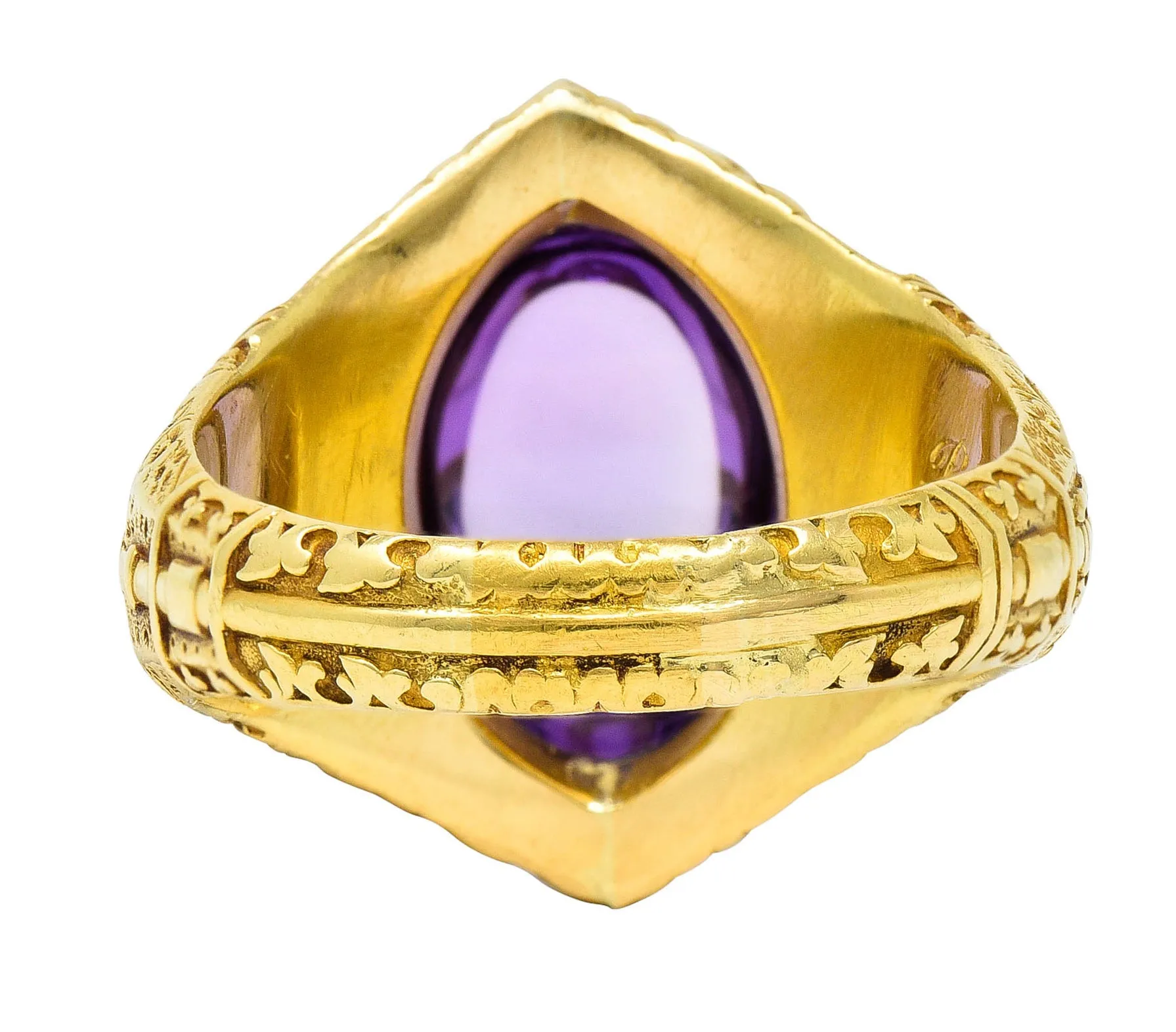 Tiffany & Co. Amethyst Cabochon 18 Karat Gold Bishop Ecclesiastical Men’s Antique Ring