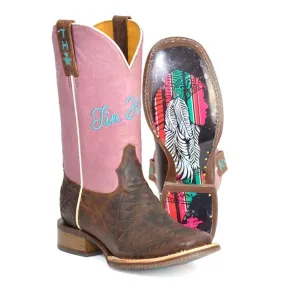 Tin Haul Women's Brown Pink Aztec Headdress Boots