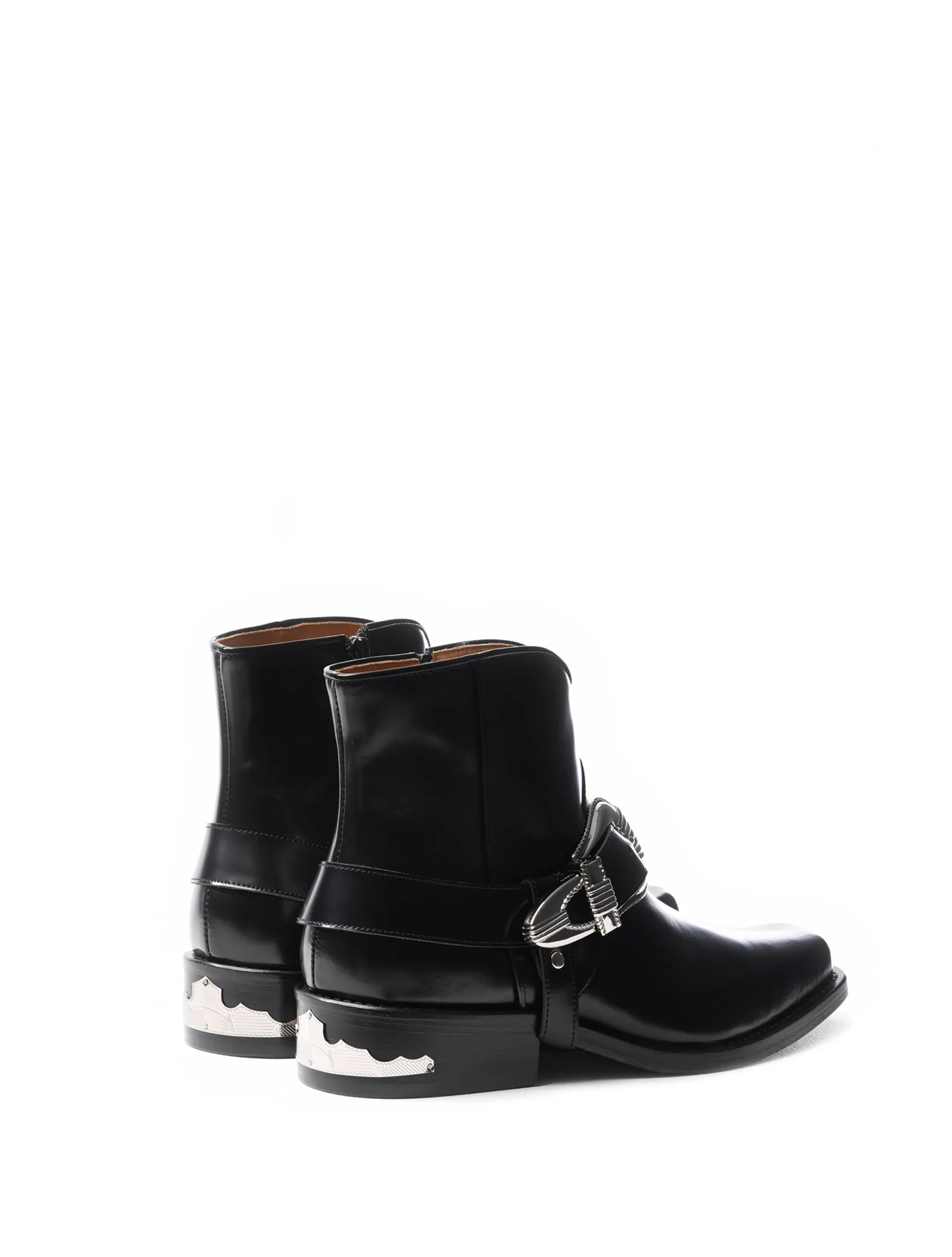 Toga Archives Black Leather Polido Buckle Boots