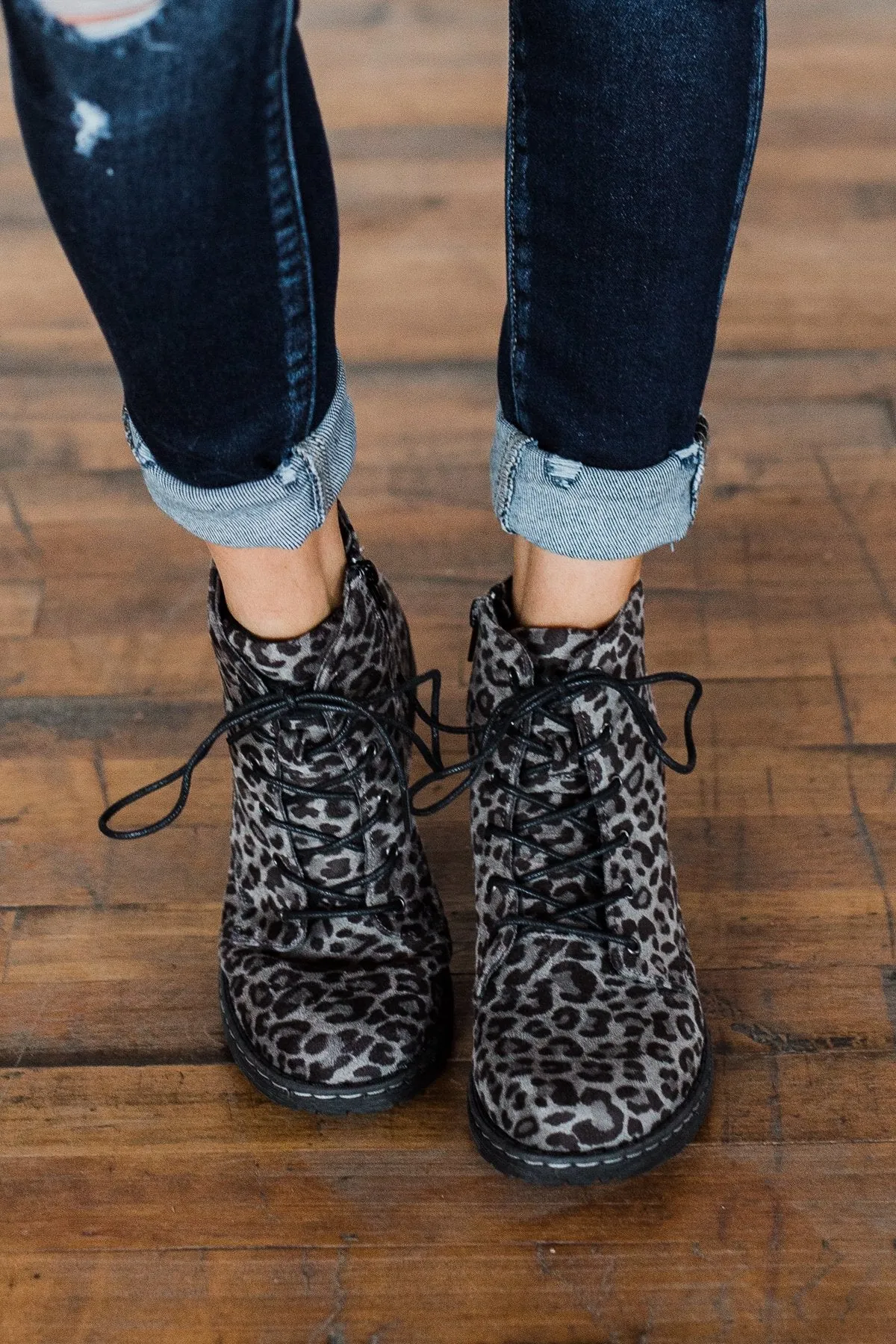 Very G Naomi Booties- Grey Leopard