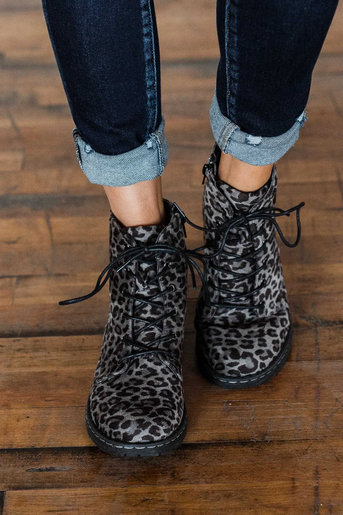 Very G Naomi Booties- Grey Leopard