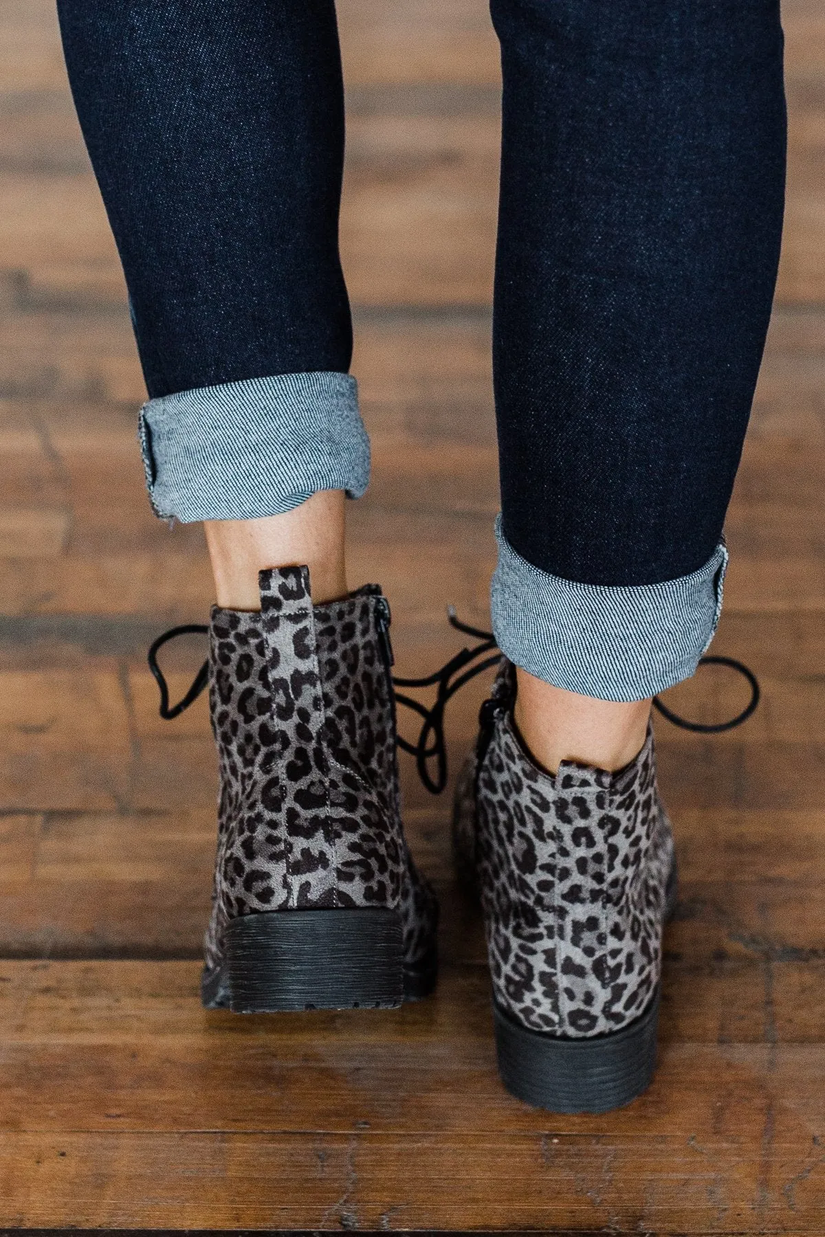 Very G Naomi Booties- Grey Leopard