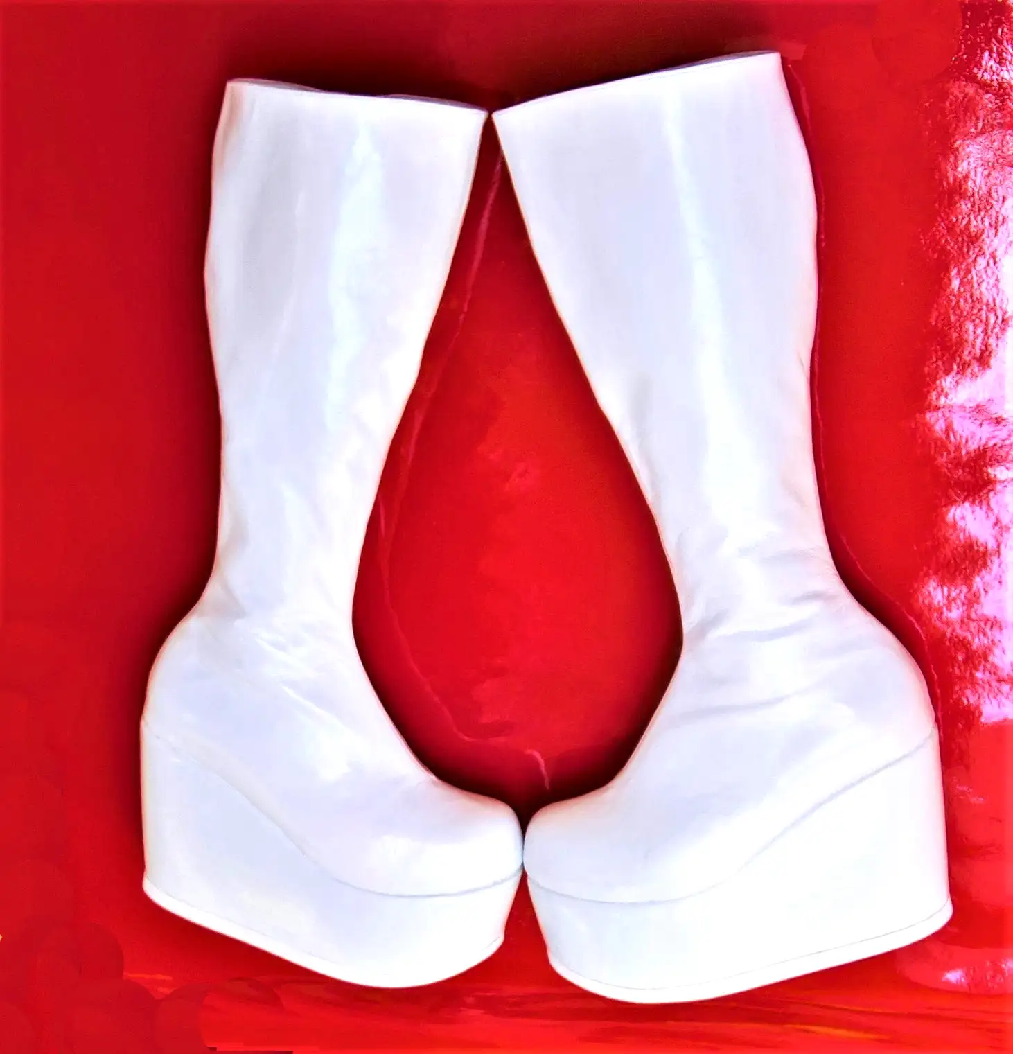 White Platform Wedge Knee Boots