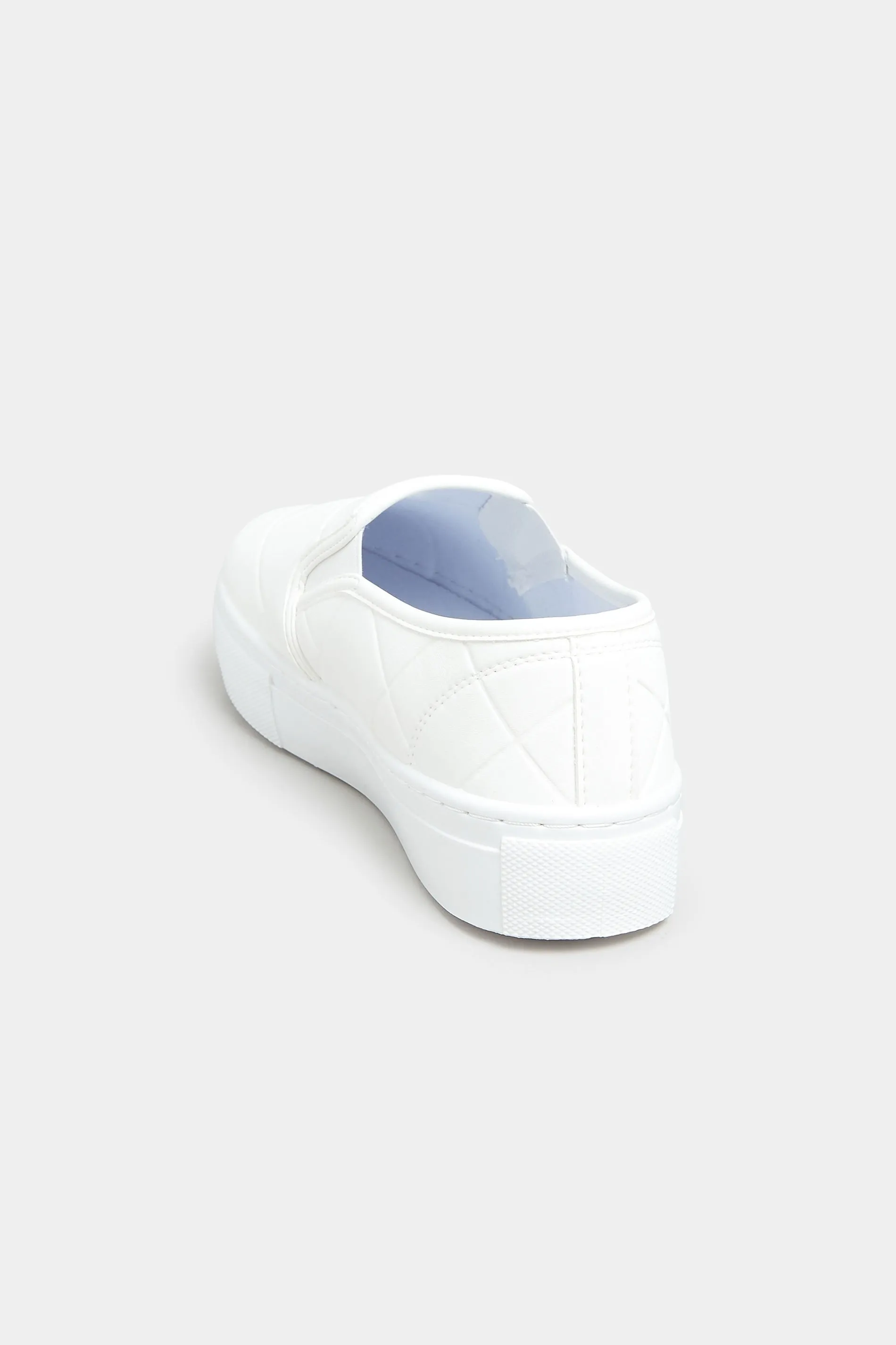 White Quilted Slip-On Trainers In Extra Wide EEE Fit