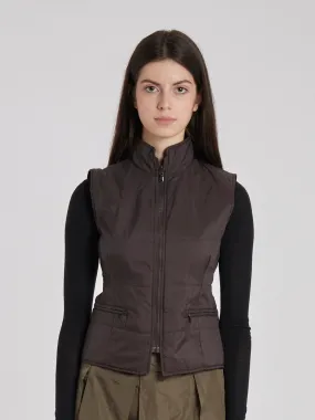 Y2K Fay sleeveless down jacket in dark brown