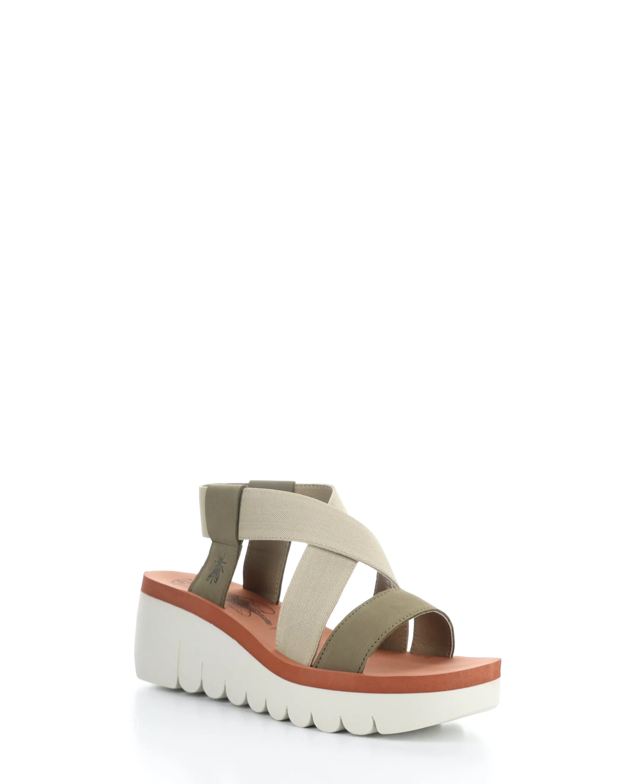 YABI922FLY 011 MILITARY/BEIGE/BRICK Round Toe Sandals