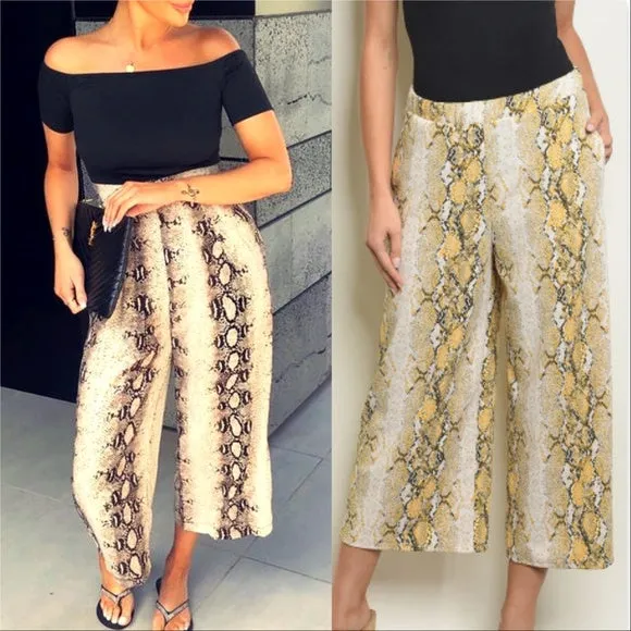 Yellow Cobra Print Culottes