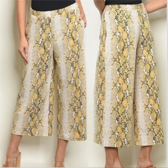 Yellow Cobra Print Culottes